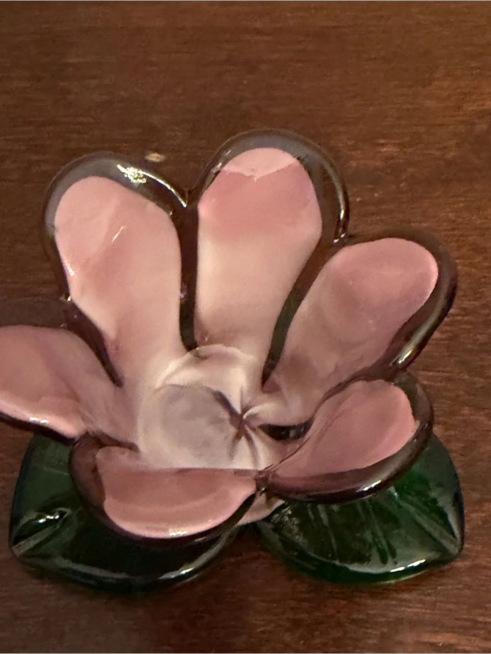 Vtg Hand Blown Votive Candle Holder Murano Style Art Glass Tulip Flower Lavender